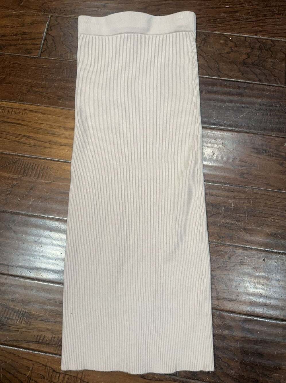 Isalis Ribbed Knit Tube Skirt Beige